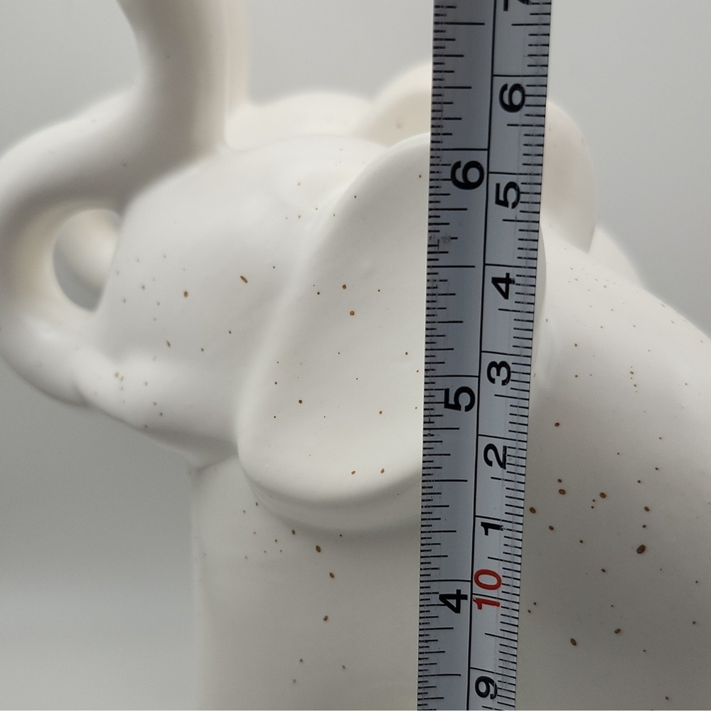 White Speckled Elephant Figurines Set of 2 - Approx. 6" Tall - Picture 3 of 3